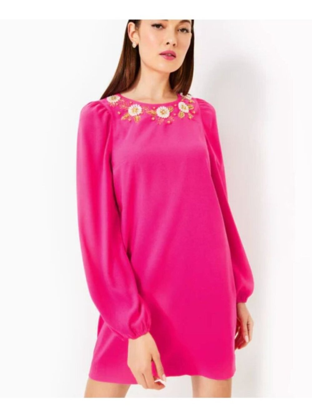 NWT Lilly Pulitzer Rainer Dress in Passion Fruit Pink Size 6 Beaded Floral - Picture 2 of 8